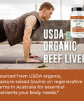 Left Coast Performance USDA Organic Beef Liver Capsules Grass Fed & Pasture Raised in Australia Nutrient Dense Superfood for Energy & Wellness No Fillers Freeze-Dried Liver Supplement 180 Capsules