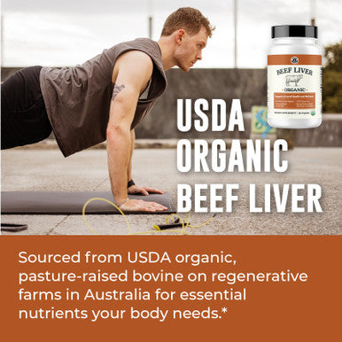 Left Coast Performance USDA Organic Beef Liver Capsules Grass Fed & Pasture Raised in Australia Nutrient Dense Superfood for Energy & Wellness No Fillers Freeze-Dried Liver Supplement 180 Capsules