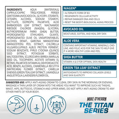 BPI Sports Anti-Aging Cream - Mike OHearn Titan Series - Body Skin Care - Niagen, Vitamin A & E, Retinol, Collagen Cream - 8 oz.