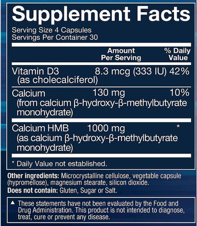 Bodytech Hmb + Vitamin D3 - Supports Muscle Growth And Strength (120 Vegetable Capsules)