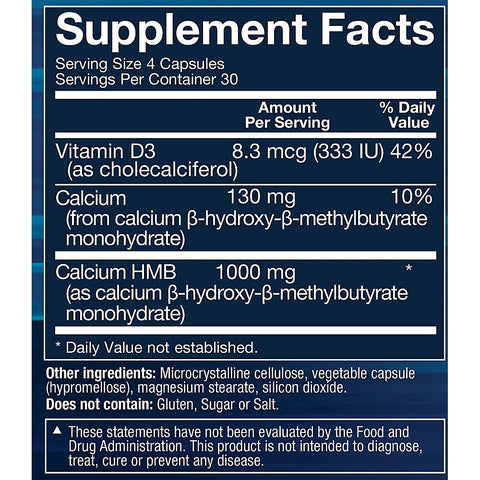 BODYTECH HMB + Vitamin D3 Supports Muscle Growth and Strength 120 Vegetable Capsules