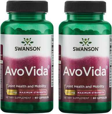 Swanson AvoVida - Natural Supplement Promoting Joint Health '&' Mobility - Avocado '&' Soybean Unsaponifiables to Support Cartilage '&' Tissue Health - (60 Capsules 300mg Each) 2 Pack