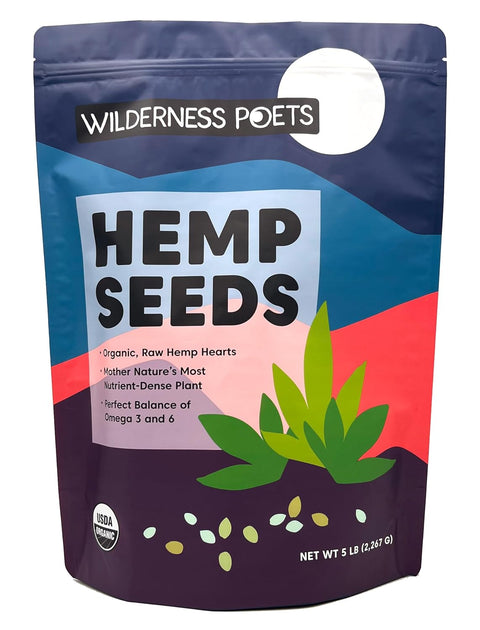 Wilderness Poets Hulled Hemp Seeds, Organic Raw Hemp Hearts (32 Ounce - 2 Pound)