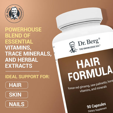 Dr. Berg All-In-One Vitamins For Hair, Skin, & Nails - Advanced Formula With Biotin, Saw Palmetto, Dht Blocker, & Trace Minerals - 90 Veg Capsules