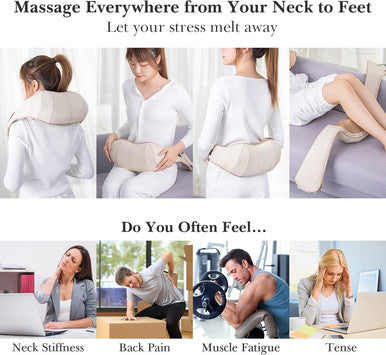 Triducna Shiatsu Neck Back And Shoulder Massager With Heat - Electric Deep Tissue 3D Kneading Massage Pillow For Lower Back, Calf, Legs, Full Body Muscle Relaxation, Home, Office, And Car Use