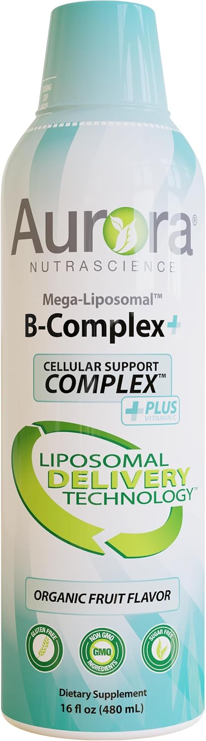 Aurora Nutrascience MegaLiposomal BComplex + Vitamin C Supports Energy Immune and Nervous System Health Gluten NonGMO SugarFree Orange Flavor 10 Single Serve Packets
