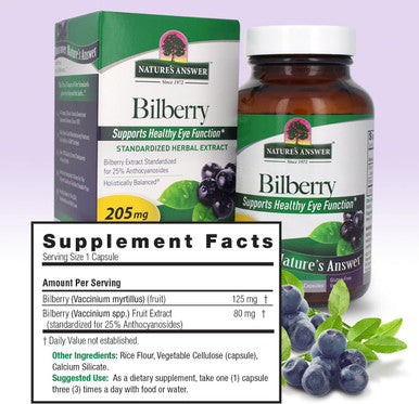 Nature'S Answer Bilberry Standardized Capsules 90 Count | Eye & Vision Support | Promotes Circulation