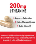Force Factor L Theanine Extra Strength L-Theanine Supplement for Stress Relief and Supporting Calm and Relaxation L Theanine 200mg Capsules Vegan Non-GMO No Gelatin 60 Vegetable Capsules