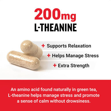 Force Factor L Theanine Extra Strength L-Theanine Supplement for Stress Relief and Supporting Calm and Relaxation L Theanine 200mg Capsules Vegan Non-GMO No Gelatin 60 Vegetable Capsules