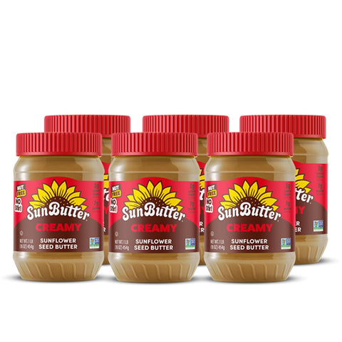 SunButter Original Sunflower Seed Butter, 16 oz (6 Pack of 6) - Nut Free Spread with 7g Plant-Based Protein, Roasted Rich & Savory Flavor, Smooth Texture, Vegan, Kosher & Non-GMO