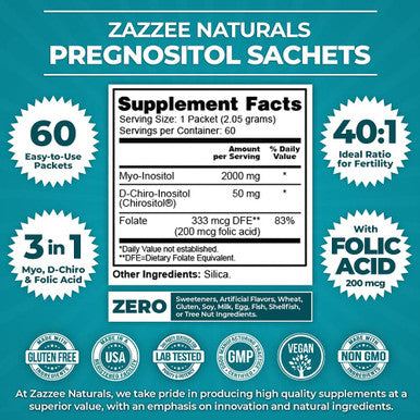 Zazzee PREGNOSITOL Easy-Tear Packets and Extra Strength Prenatal DHA