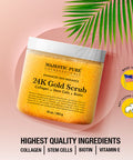 Majestic Pure 24K Gold Scrub - Biotin, Collagen, VitaminE & Stem Cell - Exfoliating Body Scrub, Skin Moisturizer, Pore Cleanser & Body Exfoliator - Natural Skin Care - 24k Scrub For Men & Women - 10oz