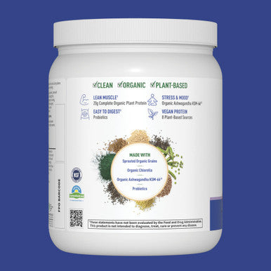 Garden of Life Functional Protein Stress Relief - 20G Organic Sprouted & Fermented Protein Blend - Blueberry Muffin Mood Blend For Stress Management Ashwagandha Ksm-66 Vegan About 14 Servings