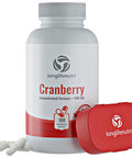 LongLifeNutri Cranberry 500Mg 180 Vegetarian Capsules | Uti | Pure Fruit Concentrate Extract 25,000 Mg | Plus Vitamin C & E | Herbal Supplement | Potent Natural Fresh Pill Complex