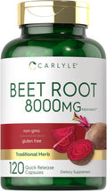 Carlyle Beet Root Capsules | 8000 mg | 120 Count | Non-GMO and Gluten Supplement