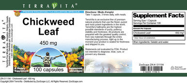 Terravita Chickweed Leaf - 450 Mg (100 Capsules, Zin: 511194)