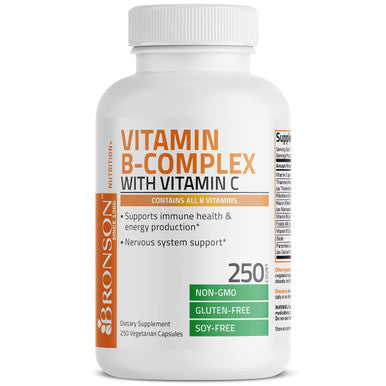 Bronson Vitamin B Complex With Vitamin C - Immune Health, Energy Support & Nervous System Support - Non-Gmo, 250 Vegetarian Capsules