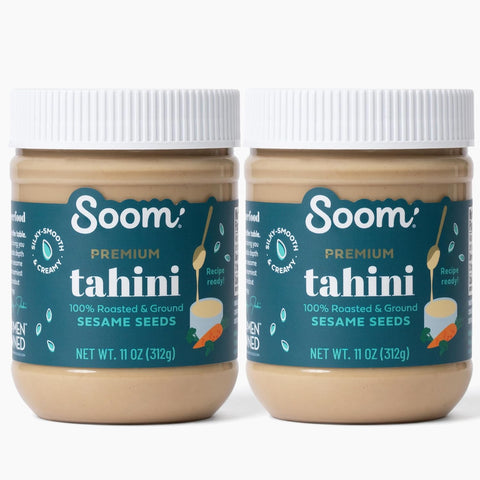 Soom Foods Premium Tahini 16oz (1 Pack) Roasted & Ground Sesame Seed Paste Creamy Tahini for Dubai Chocolate Hummus Sauces Vegan NutFree GlutenFree Kosher Keto Paleo Whole30