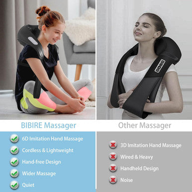 Neck And Shoulder Deep Tissue Massager, Cordless Deep Kneading Massagers With 6 Massage Nodes, Shiatsu Neck Back Shoulder Massager With Heat For Traps, Back & Leg, Gifts For Men Women, Home Use