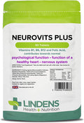 Lindens Neurovits Plus Tablets - 90 Pack - Contains Vitamin B1, B6, B12 & Folic Acid Contributes Towards Normal Psychological Function Healthy Heart & Nervous System