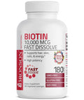 Bronson Biotin 10,000 Mcg Lozenges Fast Dissolve High Potency Supports Hair, Skin & Nails Mixed Berry Flavor - Non-Gmo, 180 Vegetarian Lozenges