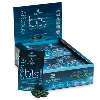 ENERGYBITS - Organic Spirulina Tablets - Plant-Based Algae Superfood - for Focus, Fitness, Energy - Plant Protein - Gluten Free - Collagen, Vitamin B12, Omega 3 - Keto & Vegan - 900 Algae Tablets