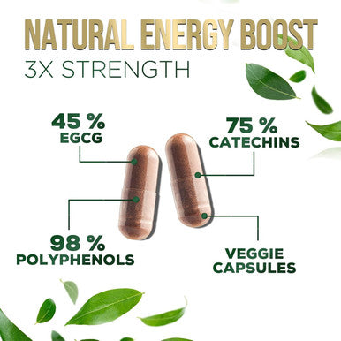 Nature'S Nutrition Green Tea Extract Capsules 1000mg 98% Standardized EGCG - 3X Strength for Natural Energy - Heart Support with Polyphenols - Gentle Caffeine - 240 Capsules
