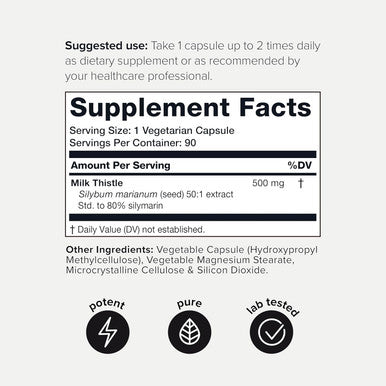 Toniiq 25,000Mg 50X Concentrated Milk Thistle Extract - Milk Thistle 500Mg Per Serving - 80% Silymarin - Bioavailable Silymarin Milk Thistle Supplement Capsules - 90 Vegetarian Caps