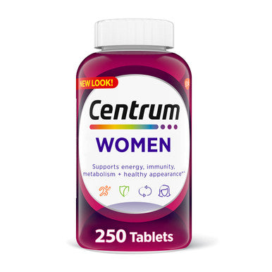 Centrum Multivitamin For Women Multivitamin/Multimineral Supplement With Iron Vitamin D3 B Vitamins And Antioxidant Vitamins C And E Gluten Free Non-Gmo Ingredients - 250 Count