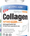 Vita-Age Premium Marine Wild Fish Collagen 4800mg 90% High Protein Content 120 Count, 100% Pure Hydrolyzed Collagen