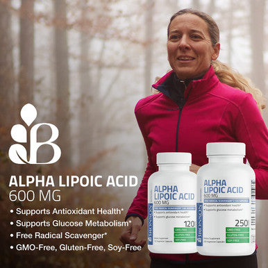 Bronson Alpha Lipoic 600 MG Free Radical Scavenger Supports Antioxidant Health & Glucose Metabolism - Non-GMO, 250 Vegetarian Capsules (125 Servings)