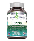 Amazing Formulas Biotin 10000Mcg 240 Veggie Capsules Supplement | Non Gmo | Gluten Free | Made In Usa | Suitable For Vegetarians
