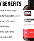 Force Factor L Carnitine Supplement Liquid L-Carnitine 3000 mg to Help Turn Fat Into Energy Support Muscle Recovery and Boost Cellular Energy Maximum Strength Non-GMO Berry Flavor 16 Oz.