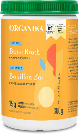 Organika Chicken Bone Broth Powder- Range And Vegetarian Fed Chickens- Keto Friendly, High Protein And Mineral Content- 300G