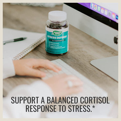 Nature's Way Stress Defense Stress Reducing Supplement Gummies with Ashwagandha, Vitamin B6, Supports Balanced Cortisol Response*, Raspberry Flavored, 90 Count