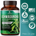 Nature'S Nutrition Organic Ashwagandha 1950 mg - Extra Strength Unwind Calm & Relax Support with BioPerine - Natural Focus & Energy Support Supplement - Nature's Non-GMO Vegan Gluten - 180 Capsules