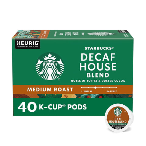 Starbucks K-Cup Coffee Pods, Medium Roast Hot or Iced Coffee, Decaf House Blend, 60 Keurig Pods