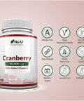 Cranberry Tablets 10,000mg - 180 Vegan Tablets with Vitamin C - High Strength Cranberry Extract