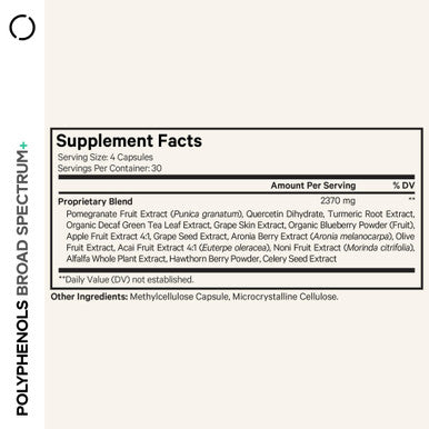 Codeage Polyphenols Broad Spectrum Supplement - Blend of 15 Berries, Fruits, and Botanical Extracts, Decaf Green Tea Leaf, Quercetin, Resveratrol, Pomegranate, Turmeric - Non-GMO - 120 Capsules