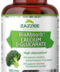 Zazzee Calcium D-Glucarate, 100 Vegan Capsules, 500 mg per Capsule, Contains 3 mg BioPerine for Enhanced Absorption, Plus Pure Broccoli Extract, Vegan, Non-GMO and All-Natural