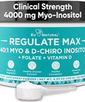 Eu Natural Regulate MAX Myo-Inositol & D-Chiro Inositol Supplement Powder for Women with Vitamin D & Folate PCOS Nutritional Support Hormone Balance & Fertility Support Unflavored 60 Servings