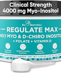 Regulate MAX MyoInositol and DChiro Inositol Supplement Powder for Women with Vitamin D and Folate PCOS Nutritional Support Hormone Balance and Fertility Support Unflavored 60 Servings