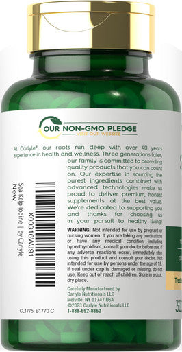 Sea Kelp Iodine Supplement | 225Mcg | 300 Tablets | Non-Gmo, Gluten Free | Traditional Herb Supplement | By Carlyle