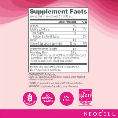 NeoCell Antioxidant Health Collagen + C Pomegranate Liquid 4,000 mg 16 fl. oz. 16 fl oz