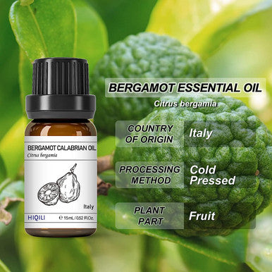 HIQILI Bergamot Essential Oil,Pure Natural Bergamot Oil for Skin Hair Diffuser Massage -15ml