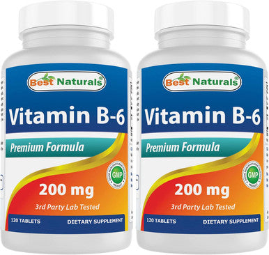 Best Naturals Vitamin B6 200Mg For Adults 120 Tablets (120 Count (Pack Of 2))