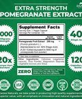 Zazzee Extra Strength Pomegranate 20:1 Extract, 5000 Mg Strength, 40% Ellagic Acid, 120 Vegan Capsules, 4 Month Supply, Standardi