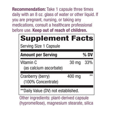 Nature's Way Premium Potency Standardized Cranberry 90% Fruit Solids, 400 mg per serving, 120 VCaps