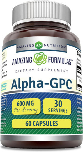 Amazing Nutrition Formulas Alpha GPC Supplement | 600 Mg Per Serving | 60 Capsules | Non-GMO | Gluten | Made in USA