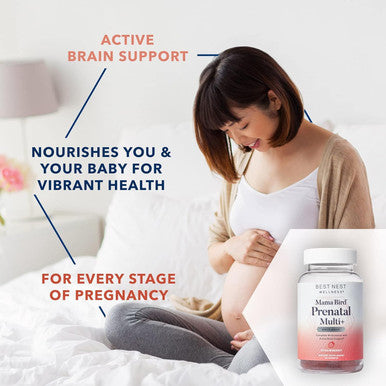 Best Nest Wellness Mama Bird Prenatal Gummies for Women - Vegan Prenatal Vitamins Methylfolate (Folic Acid) Womens Prenatal Multivitamin Strawberry Flavor Once Daily Eye and Brain Development 60Ct